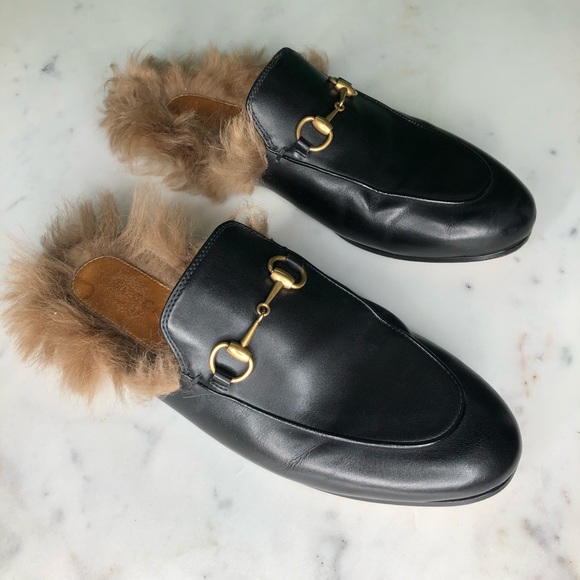 Gucci Leather Slides Slippers Princetown Blk - Picture 2 of 6